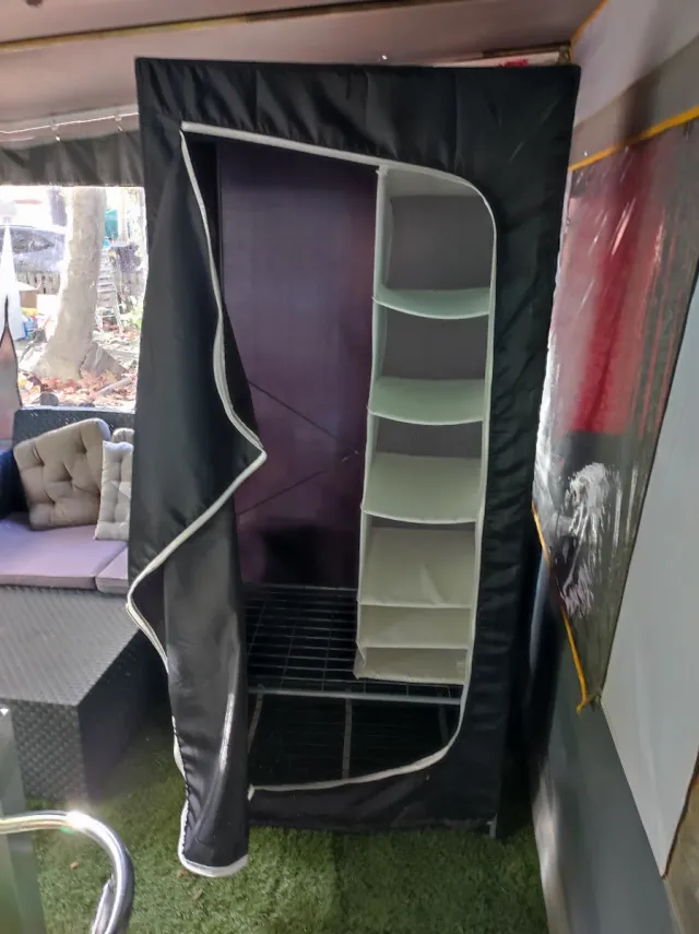 Armario ropero tela lona y metal negro