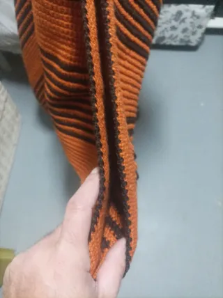 Manta artesanal lana rayas naranja y marrón