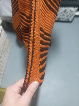Manta artesanal lana rayas naranja y marrón