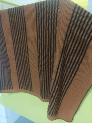 Manta artesanal lana rayas naranja y marrón