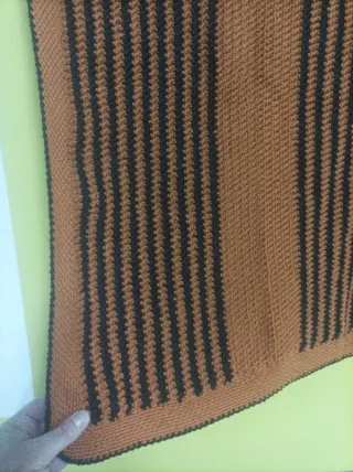 Manta artesanal lana rayas naranja y marrón