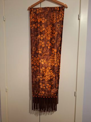Foulard terciopelo marrón y naranja