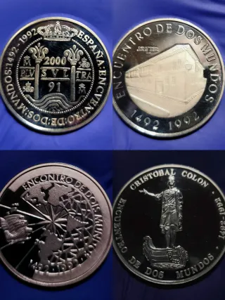 Colección 5 Monedas Plata Encuentro Dos Mundos