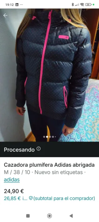 Cazadora acolchada Adidas puntos rosa