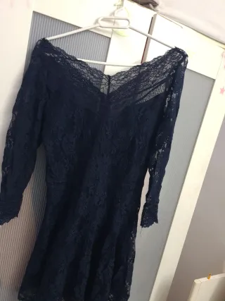 Vestido Bershka Encaje Azul Marino talla L