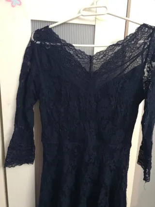 Vestido Bershka Encaje Azul Marino talla L