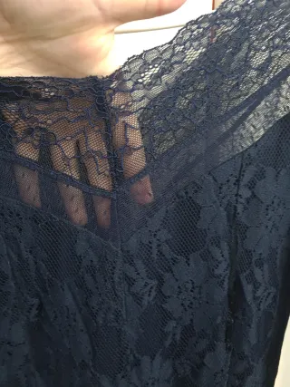 Vestido Bershka Encaje Azul Marino talla L