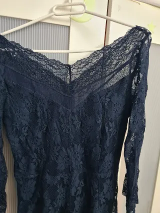 Vestido Bershka Encaje Azul Marino talla L