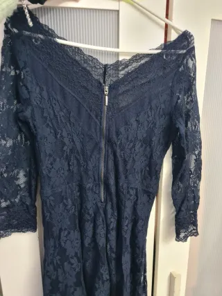 Vestido Bershka Encaje Azul Marino talla L