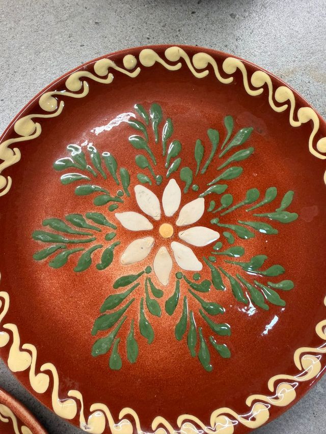 Lote 6 platos cerámica pintados a mano