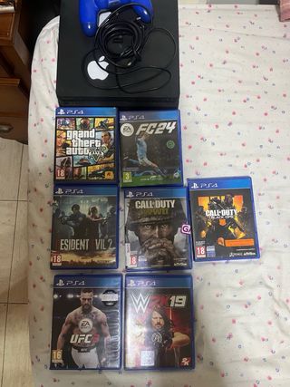 PS4 Slim 1TB Negra + Mando Azul