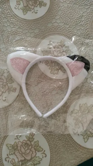 Cerchietto orecchie gatto bianche glitter