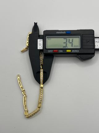 Pulsera Oro 18k Eslabones Circonitas Peso: 10 gr.