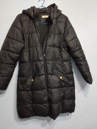 Abrigo plumífero Mango negro estrellas