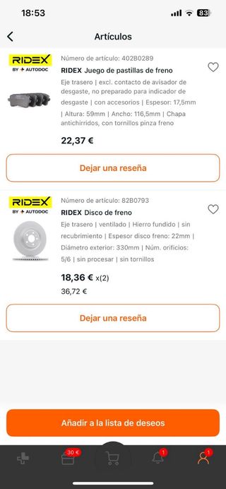 Discos y Pastillas Freno Audi A4 A5 Nuevos