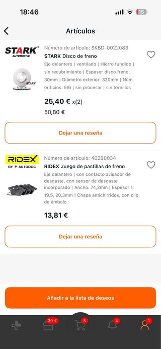 Discos y Pastillas Freno Audi A4 A5 Nuevos