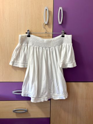 Roxy Camiseta Hombros Descubiertos Blanca