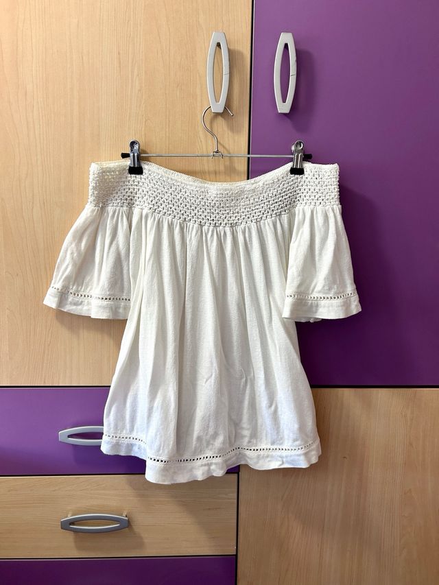 Roxy Camiseta Hombros Descubiertos Blanca