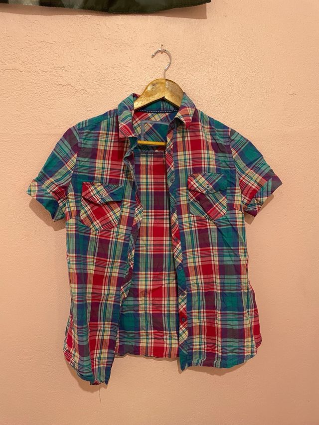 Camisa de cuadros manga corta