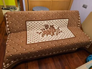 Manta polar beige y marrón