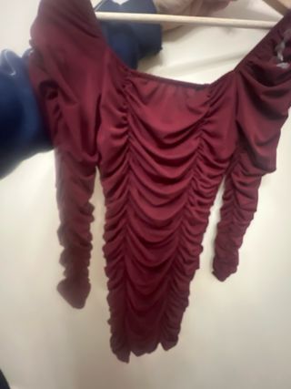 Vestido fiesta fruncido rojo talla S