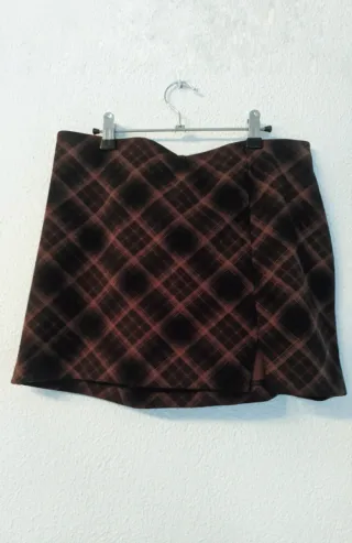 Falda H&M cuadros marrón y negro