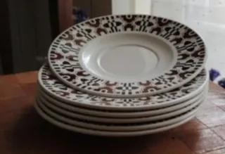 Set 6 Piattini Ceramica Marrone Bianco