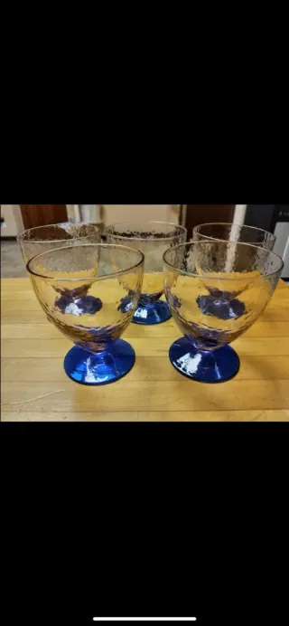 Set Calici Bicchieri Vetro Blu Trasparente