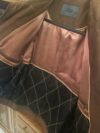 Chaqueta ante y piel marrón