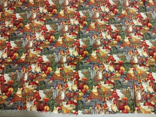 Tela Patchwork Gatos y Frutas