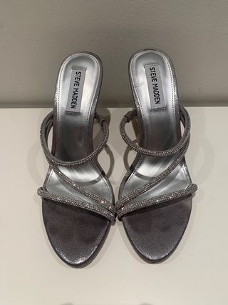 Sandalias Steve Madden Plateadas Pedrería