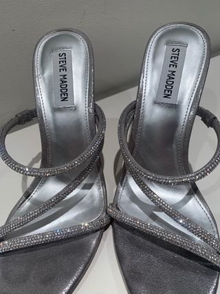 Sandalias Steve Madden Plateadas Pedrería