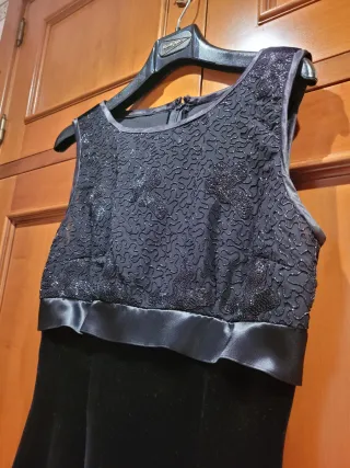 Vestido negro fiesta lentejuelas y satén