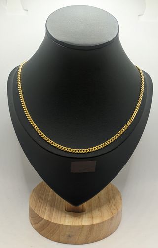 Cadena Barbada de oro de 18k, 17.33 g, 61 cm.