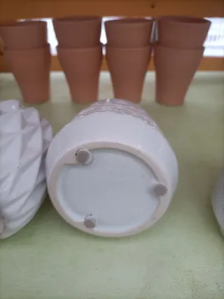 Set 4 Mini Vasi Pianta Grassa Bianchi