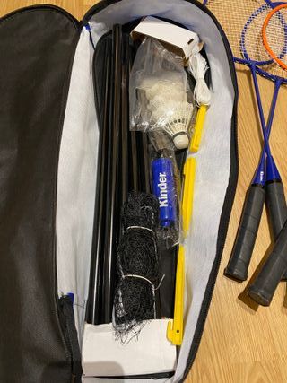 Pack Bádminton: 4 Raquetas, Red y Volantes