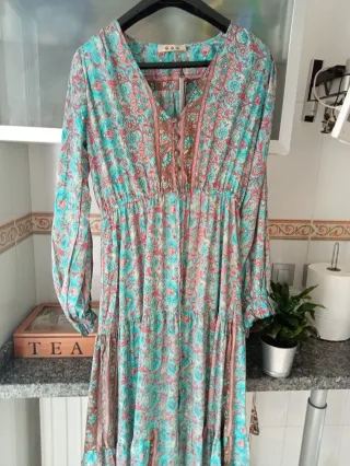 Vestido largo seda estampado M/L vaposoro