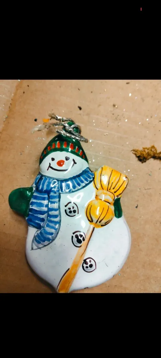 Pupazzo Neve Ceramica Appendi