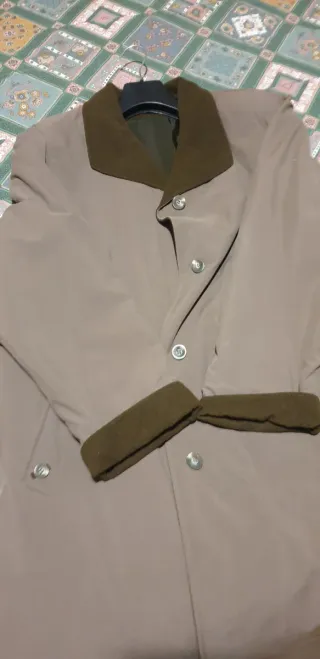 Cappotto in panno marrone/verde oliva