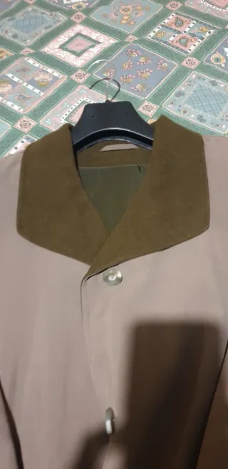 Cappotto in panno marrone/verde oliva