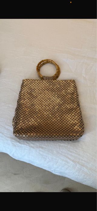 Bolso Uterqüe Dorado Lentejuelas