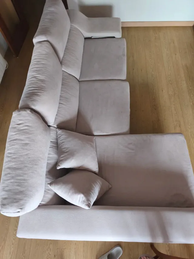 Sofá modular L beige tela