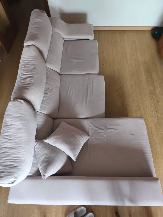 Sofá modular L beige tela