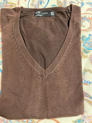 Jersey Pico Zara Marrón