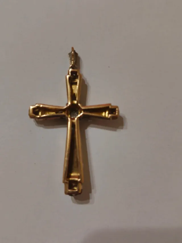 Colgante Cruz Antigua Oro 18k en 2 tonos