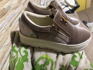 Scarpe donna velour marrone oro tg 38