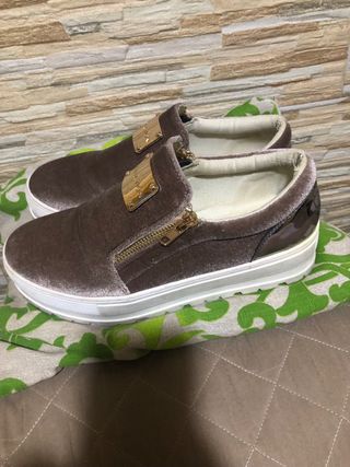 Scarpe donna velour marrone oro tg 38