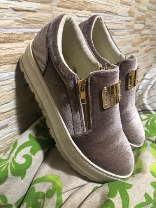 Scarpe donna velour marrone oro tg 38