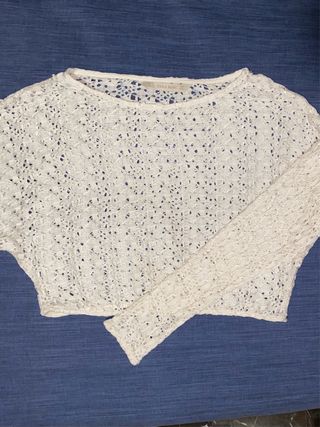 Top Zara Basic Crochet Blanco Talla S