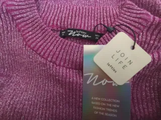 Jersey punto fantasía rosa/morado